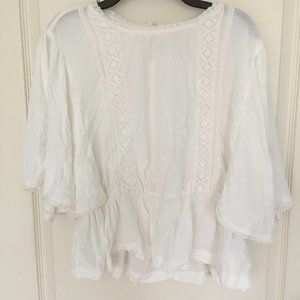 White batwing sleeve cotton blouse XL